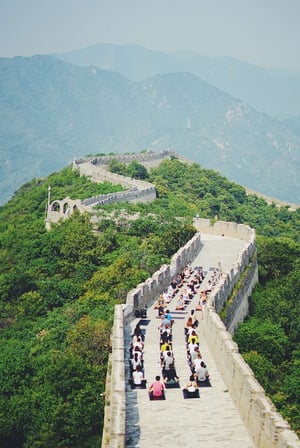 Lululemon yoga on Great Wall