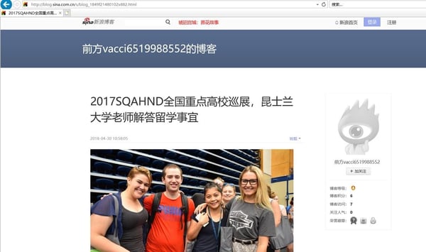 Example of blog post on Sina
