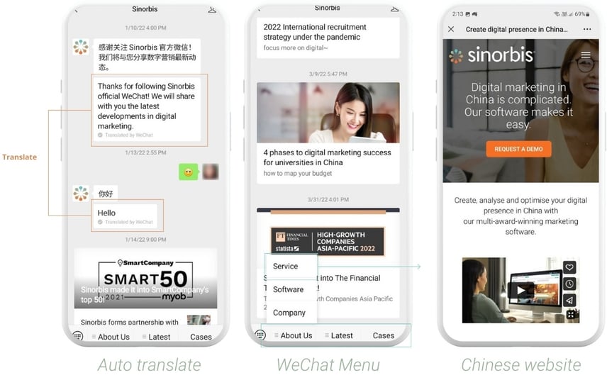 WeChat one-to-one messaging features