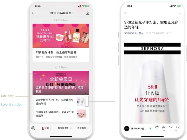 WeChat post with WeChat articles 